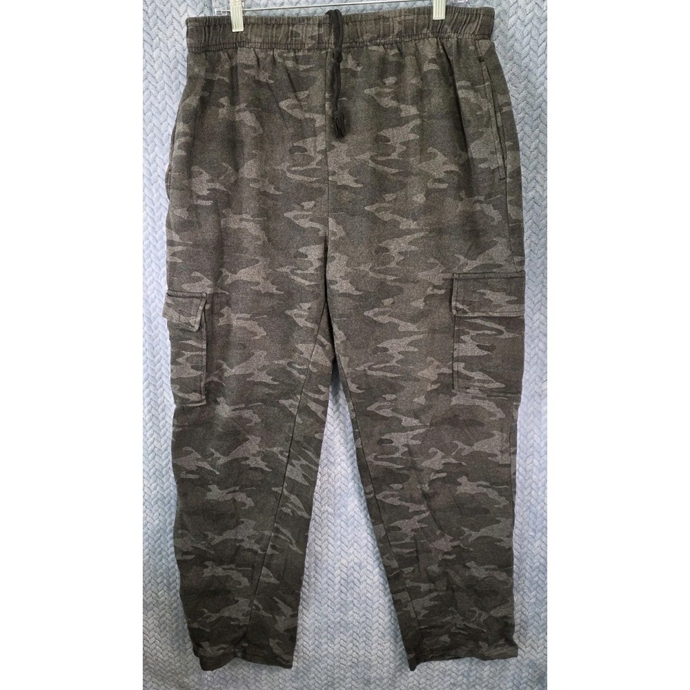 Open Trails Mens Size XL Pull On Fleece Straight Leg Sweatpants Camo Dadcore